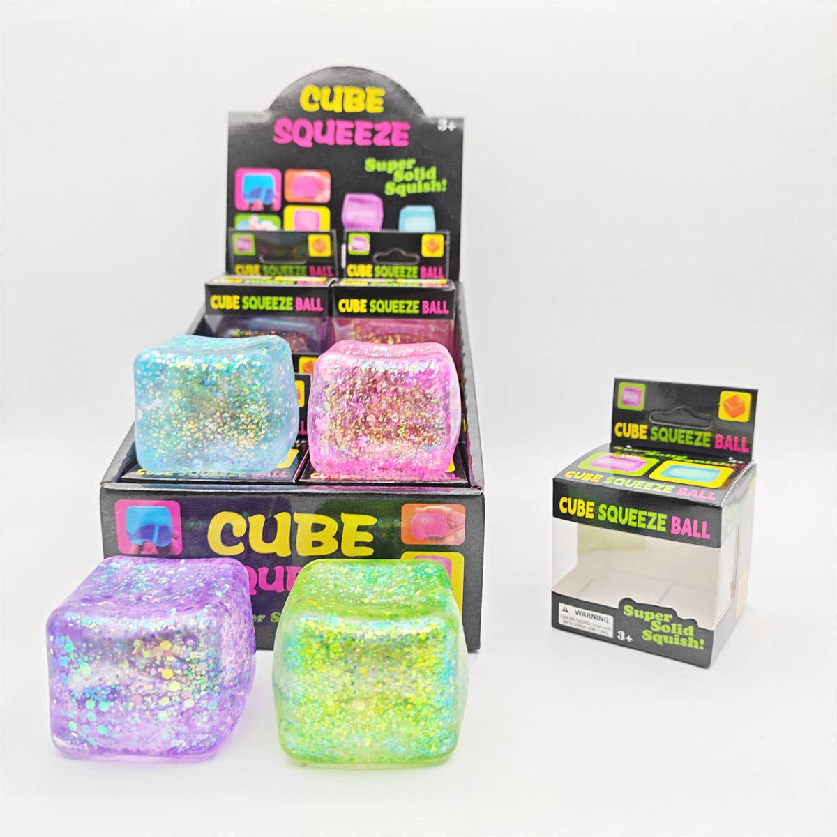 Glitter Ice Cube Squishy Stress Ball fidget toy  (Copy)
