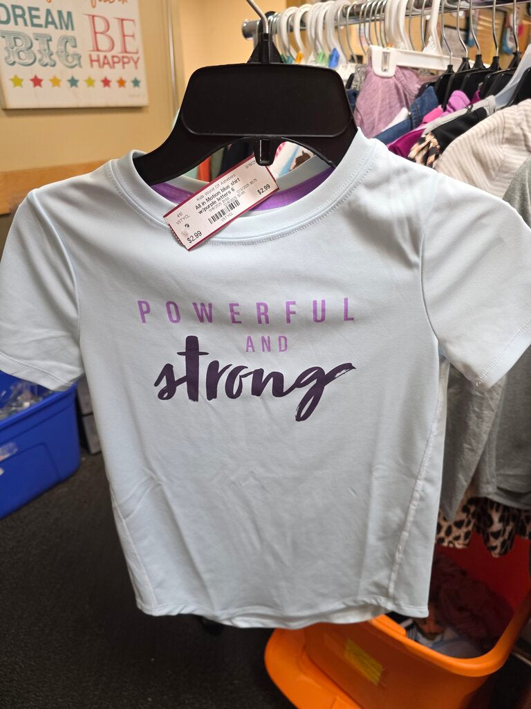 blue shirt w/purple letters size 6