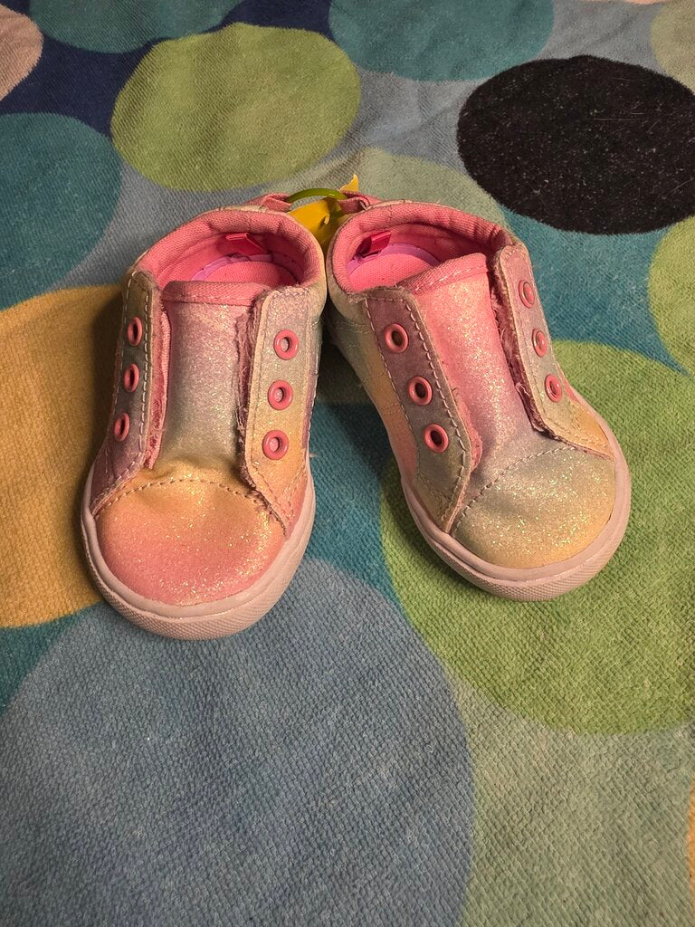 Size 3 multi color glitter velcro shoes