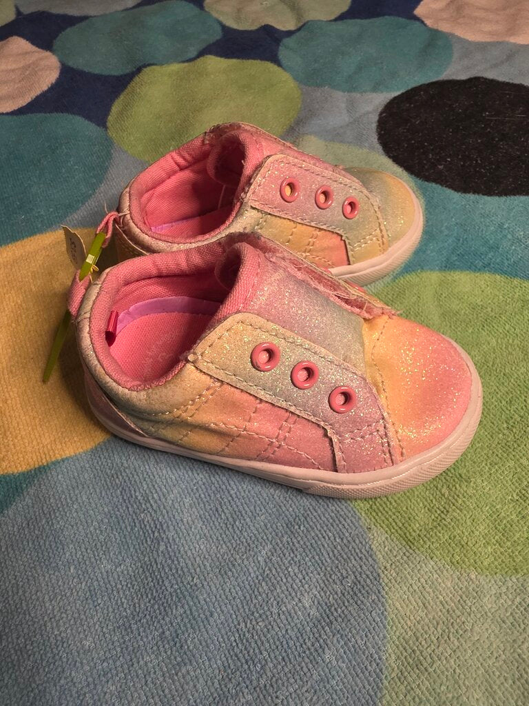 Size 3 multi color glitter velcro shoes