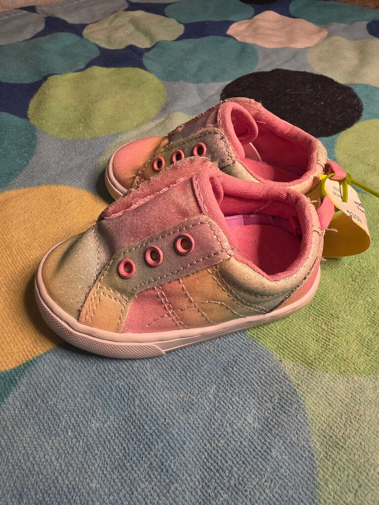 Size 3 multi color glitter velcro shoes