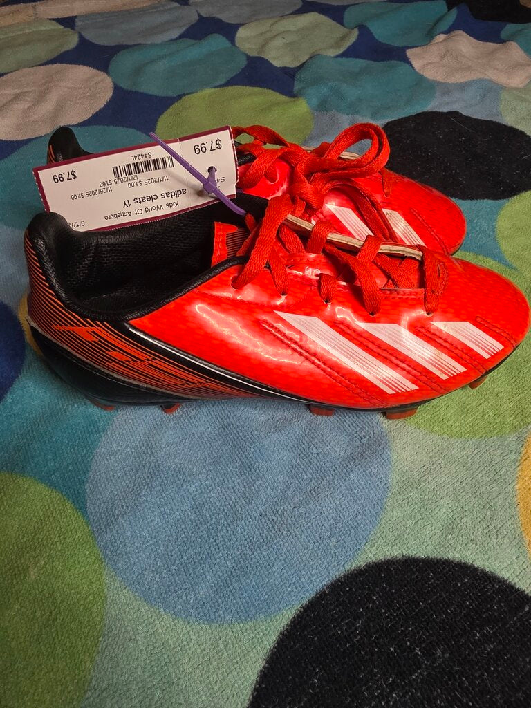 Size 1Y Orange cleats Adidas