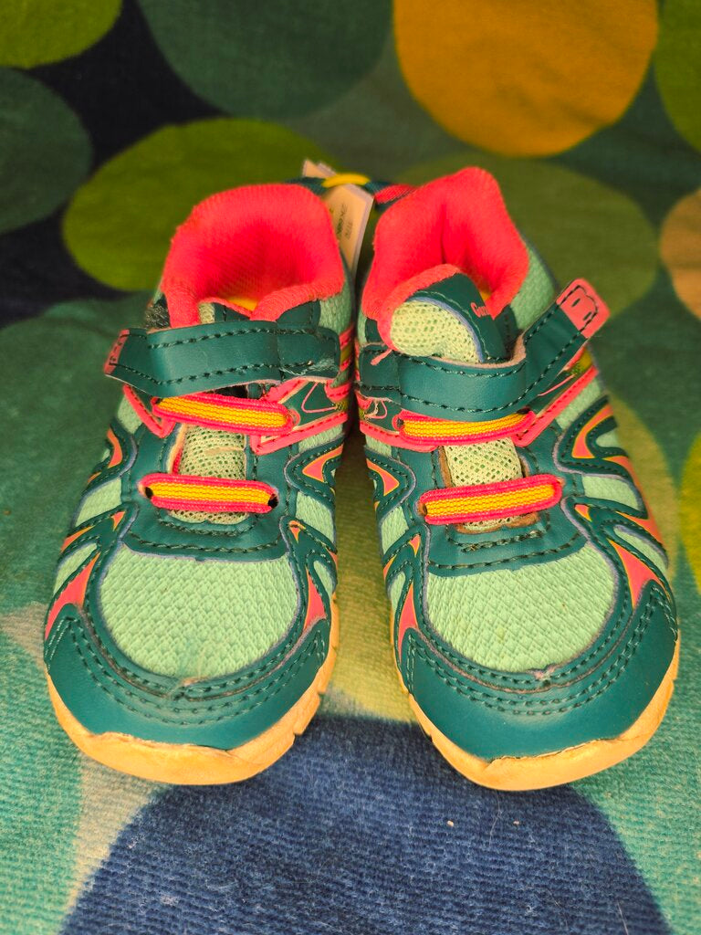 Teal/Hot Pink Elastic Tennis Shoes