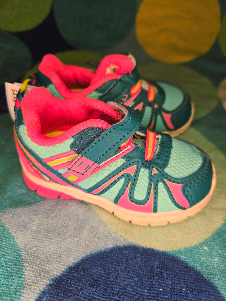 Teal/Hot Pink Elastic Tennis Shoes