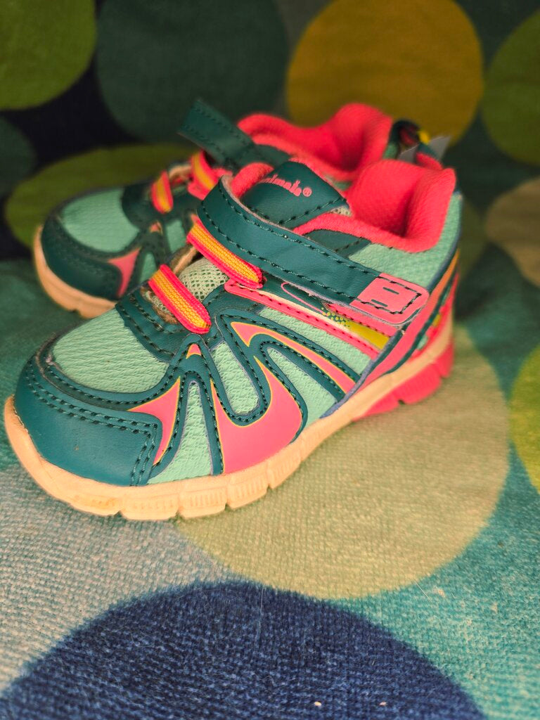Teal/Hot Pink Elastic Tennis Shoes