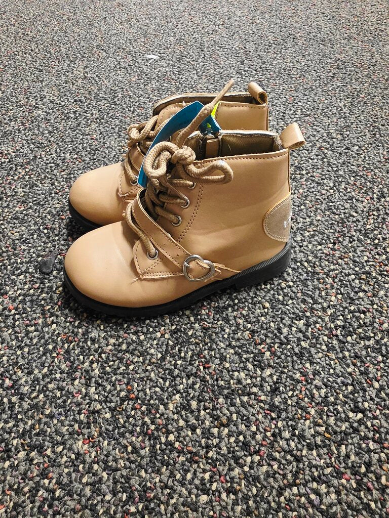 Tan Buckle Tie Ankle Boots