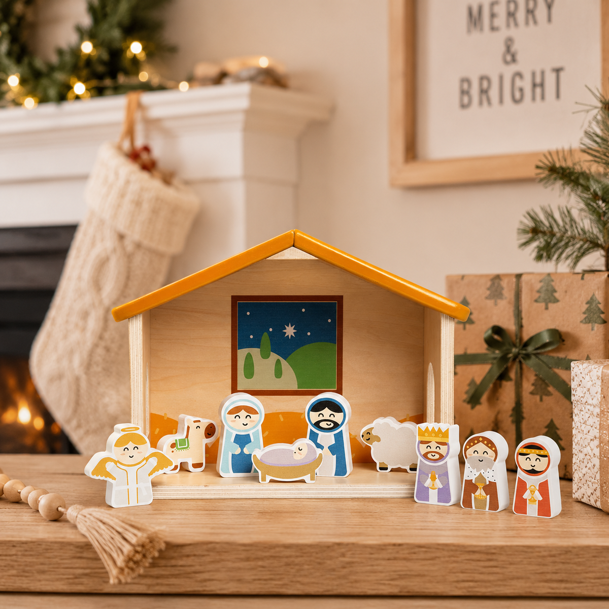 Kate & Milo - Wood Nativity Play Set, 10 Piece Christmas Toy Set For Kids