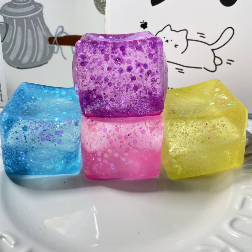 Glitter Ice Cube Squishy Stress Ball fidget toy