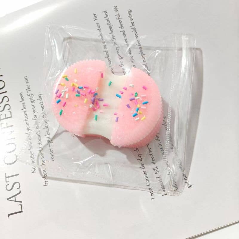 Cookie Sandwich Squishy Stress Relief Fidget Squeeze Toy: Stretch pink / One Size