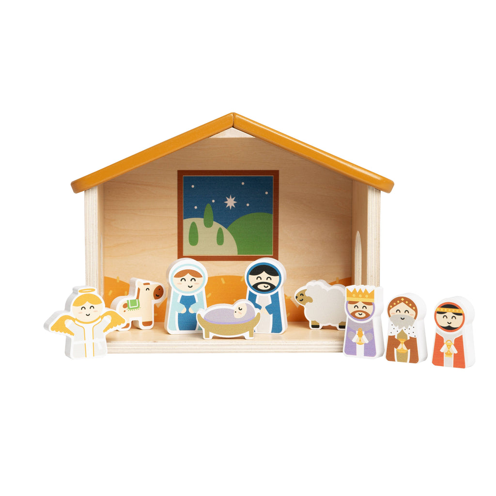 Kate & Milo - Wood Nativity Play Set, 10 Piece Christmas Toy Set For Kids