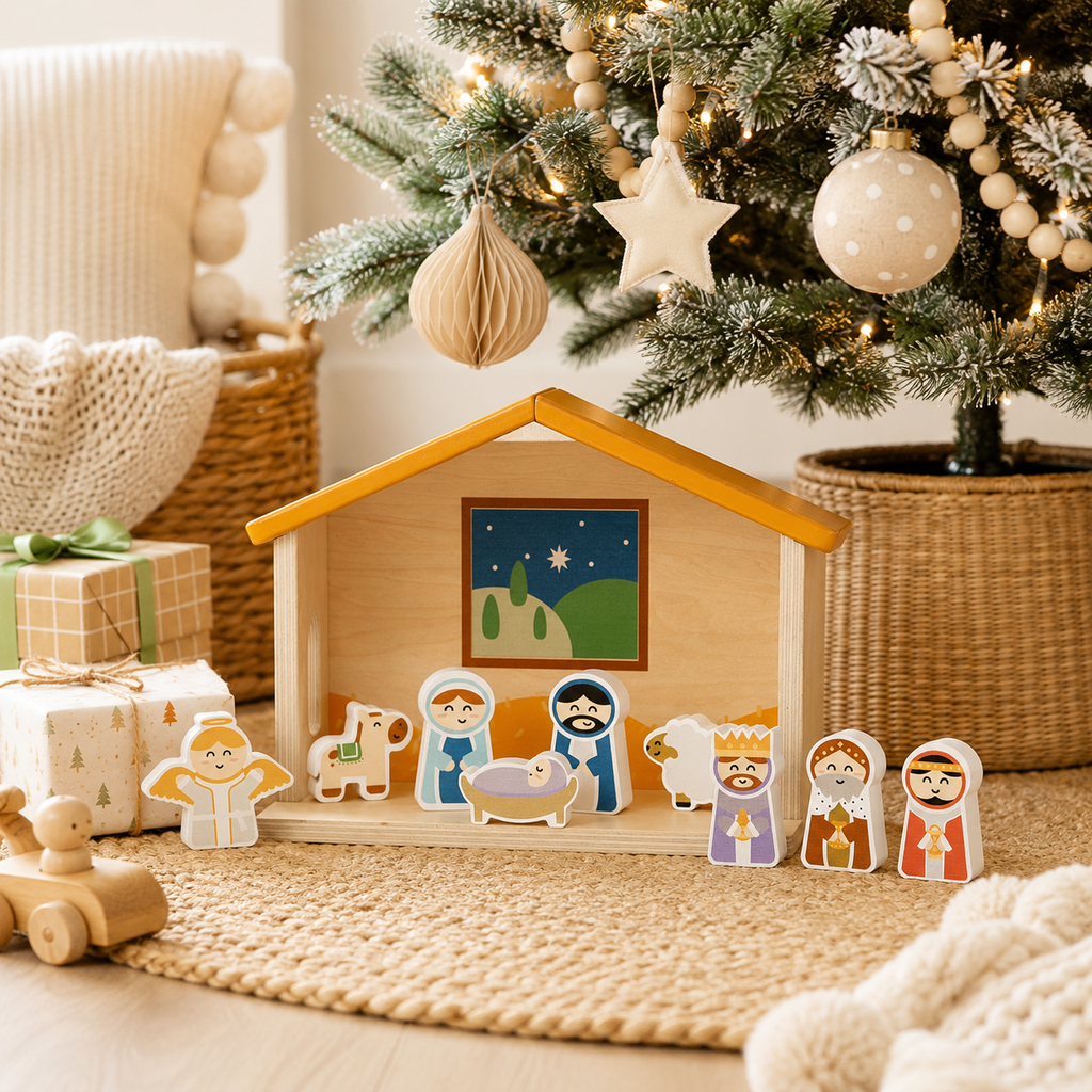 Kate & Milo - Wood Nativity Play Set, 10 Piece Christmas Toy Set For Kids