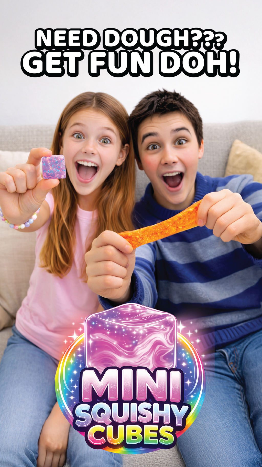 Fun Doh MINI Squishy Cube 2 Pack VIRAL Variety - 24/Display: Wholesale Price