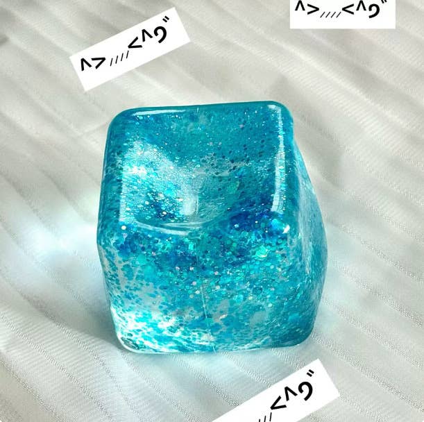 Glitter Ice Cube Squishy Stress Ball fidget toy  (Copy)