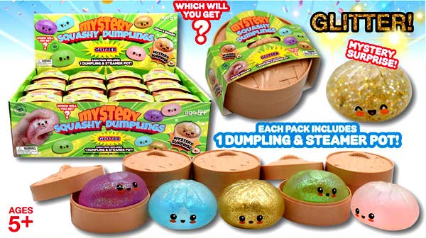 Mystery Squishy 4" Happy Face Glitter Dumplings