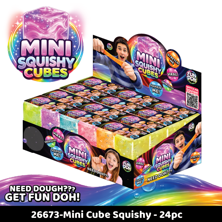 Fun Doh MINI Squishy Cube 2 Pack VIRAL Variety - 24/Display: Wholesale Price