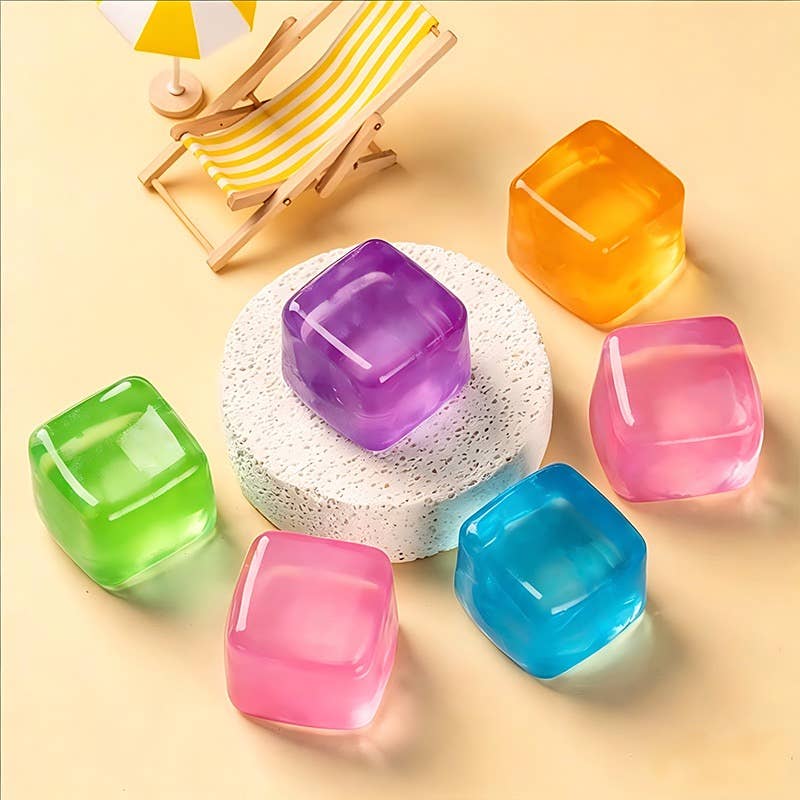 High Clear Solid Cube Squishy Toy -  Fidget Stress Ball