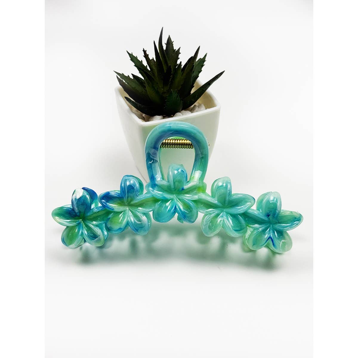 Marbled Design Pumeria Flower Hair Claw Clip: ASSORTED COLOR / ONE SIZE(12)