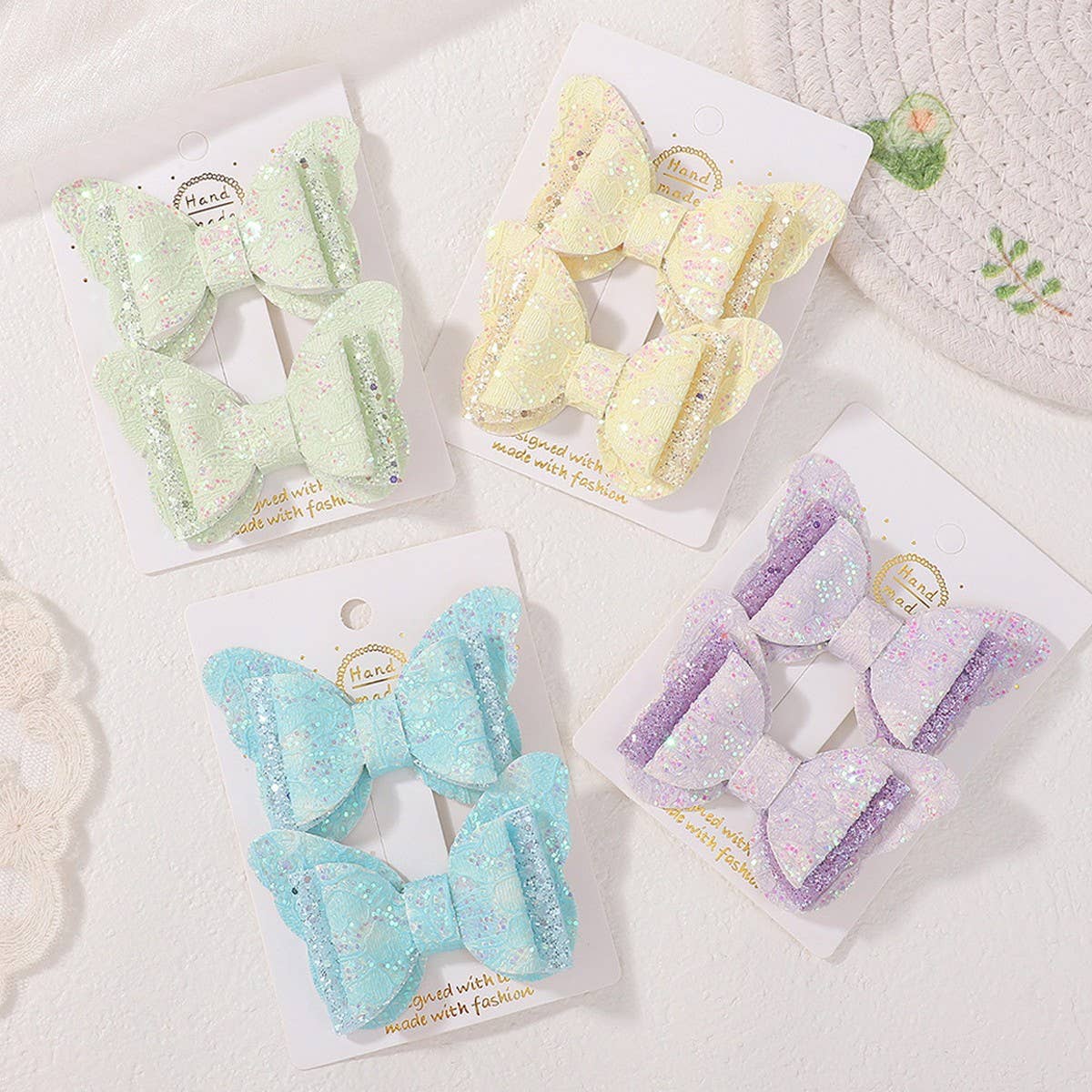 Cute Cartoon Glitter Bow Hair Clip Set_CWAHA6730: TYPE5 / (OS) 1