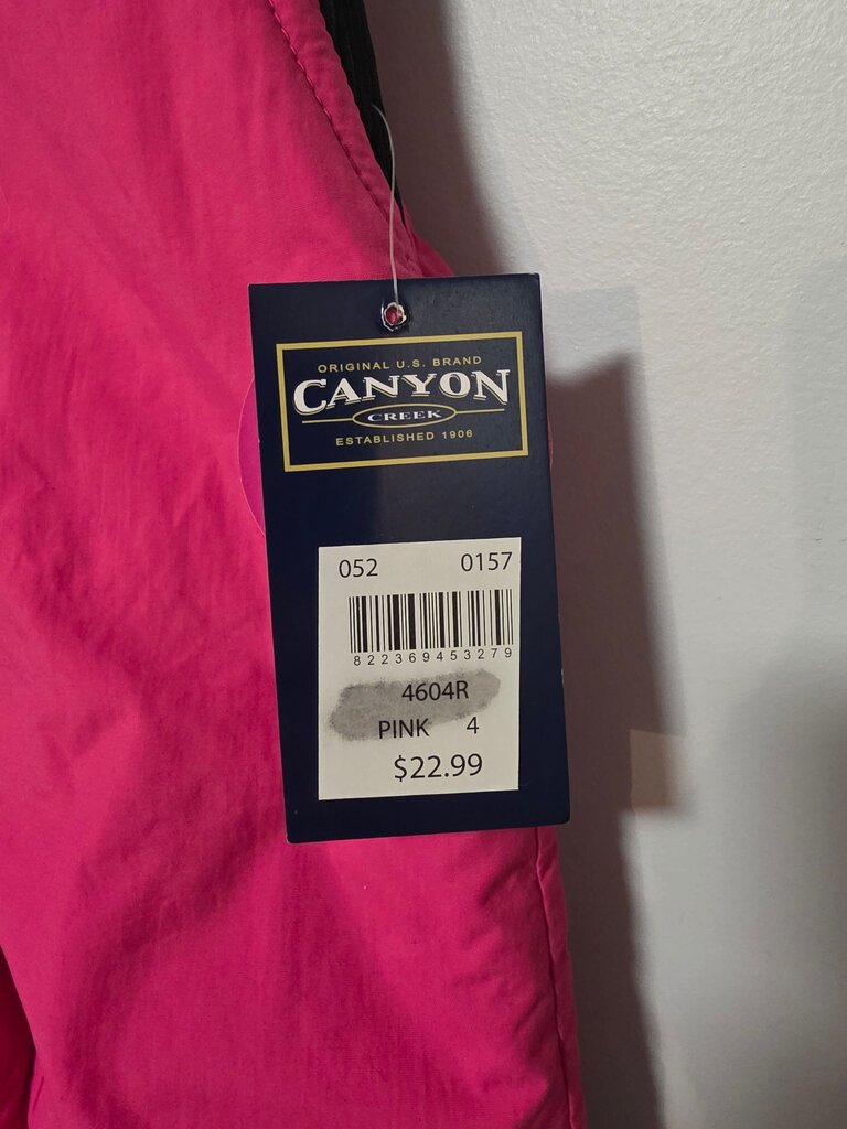 Canyon Creek Pink Snow Bib Overalls Size 4 NWT