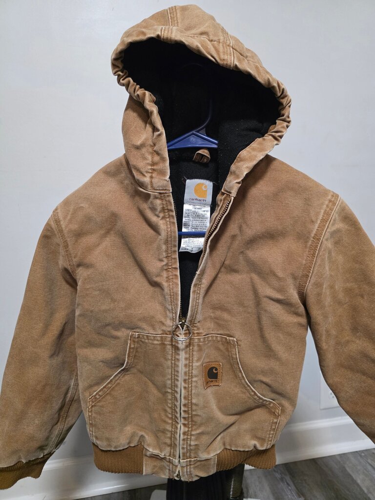 8 Carhartt Boy's Brown Hooded Jacket some wear