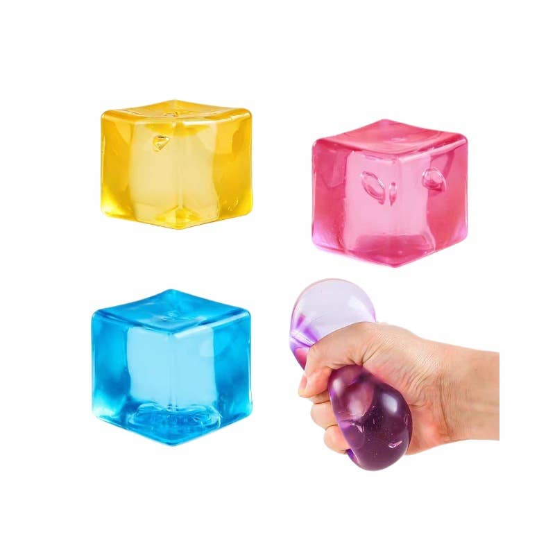High Clear Solid Cube Squishy Toy -  Fidget Stress Ball