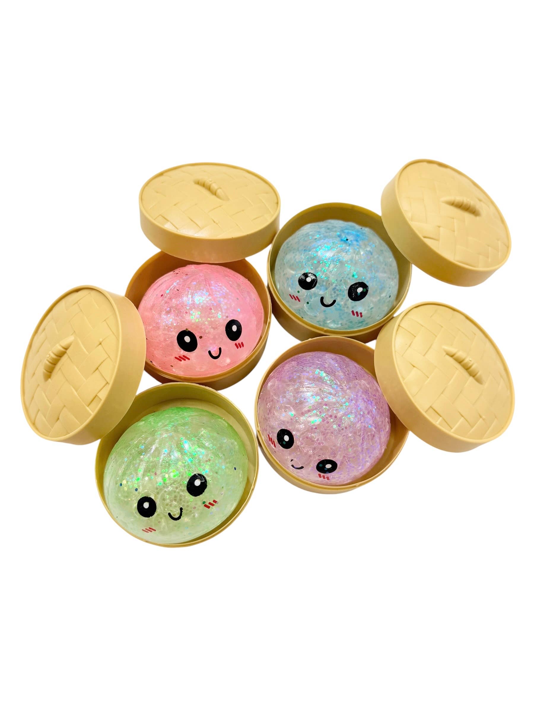 Glitter Mini Dim Sum Squishy Steam Bunz Mystery Toy - 24pc: ASSORT