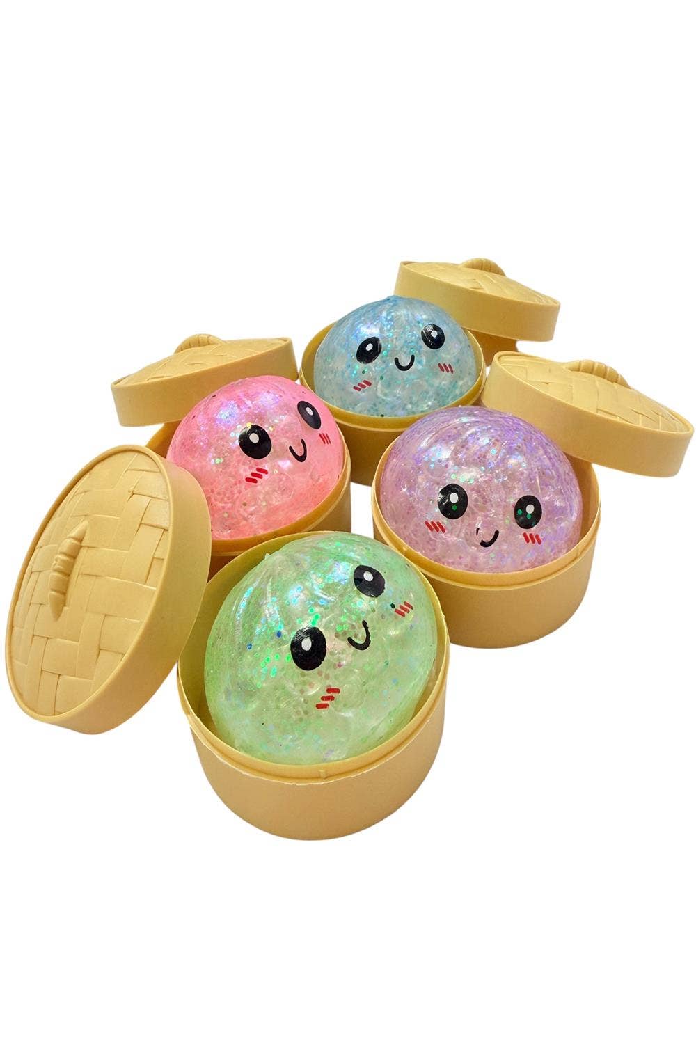 Glitter Mini Dim Sum Squishy Steam Bunz Mystery Toy - 24pc: ASSORT