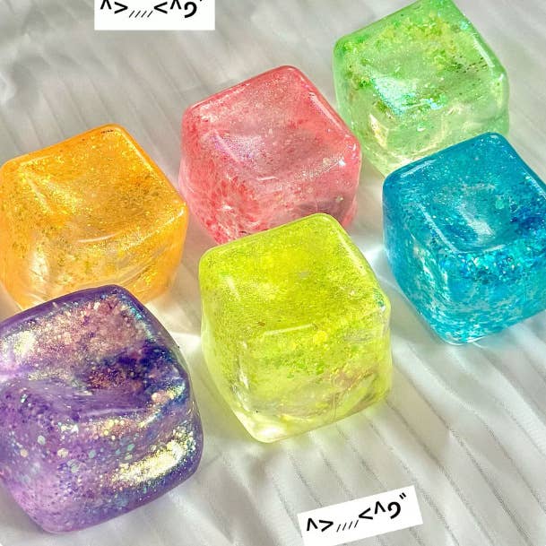 Glitter Ice Cube Squishy Stress Ball fidget toy  (Copy)