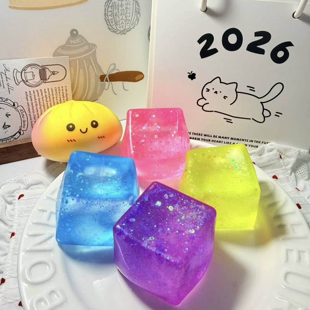 Glitter Ice Cube Squishy Stress Ball fidget toy  (Copy)