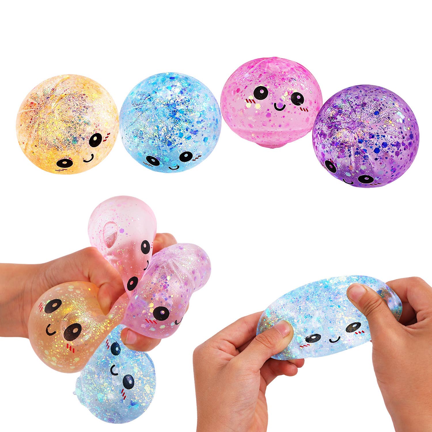 Glitter Dumpling Stress Toy - Cute Squeezy Bun Fidget