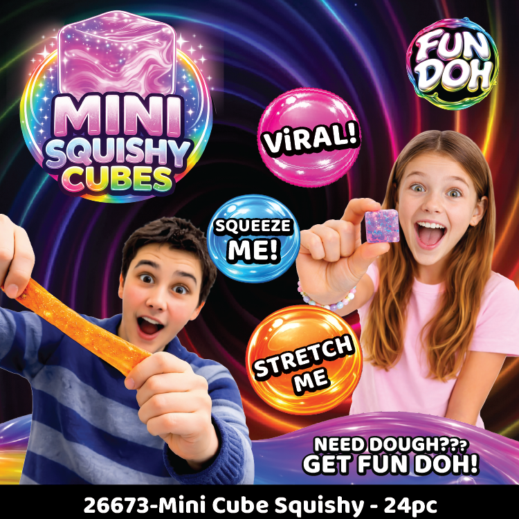 Fun Doh MINI Squishy Cube 2 Pack VIRAL Variety - 24/Display: Wholesale Price