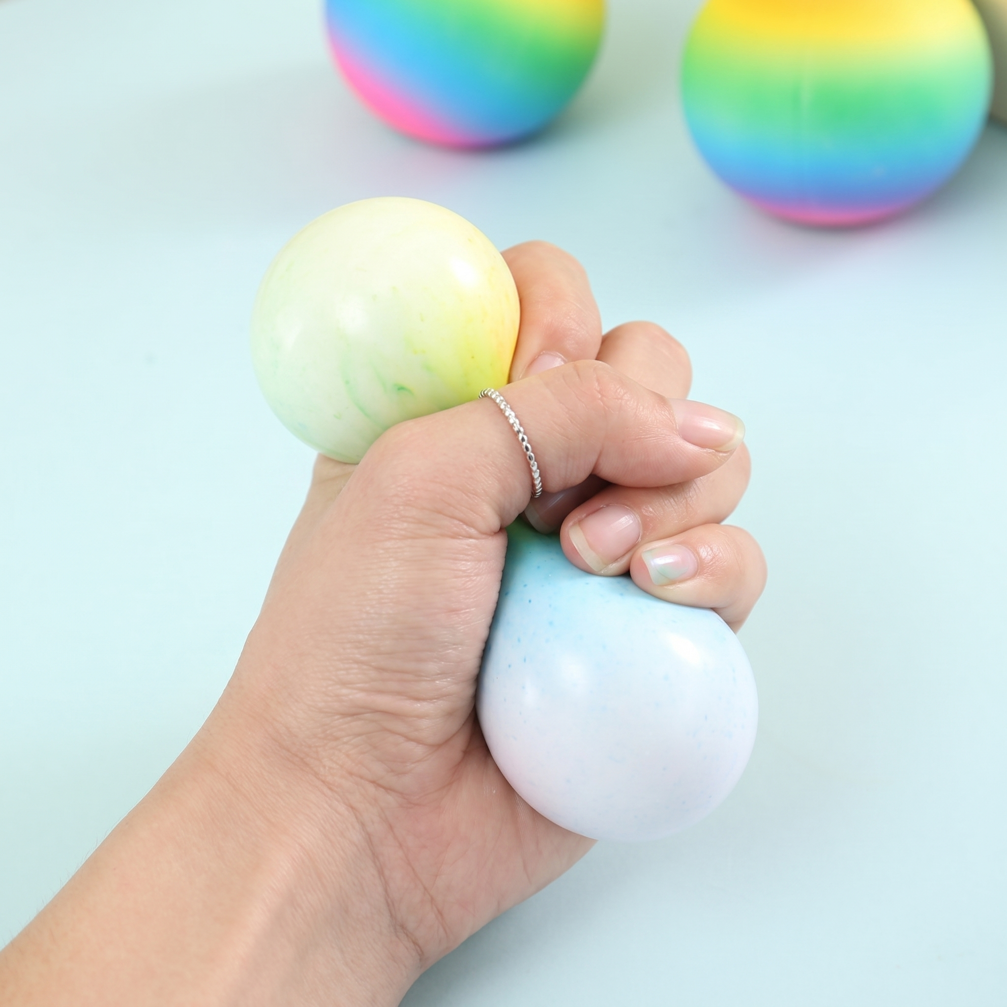 Rainbow Stress Relief Squishy Ball - Soft Sensory Fidget Toy