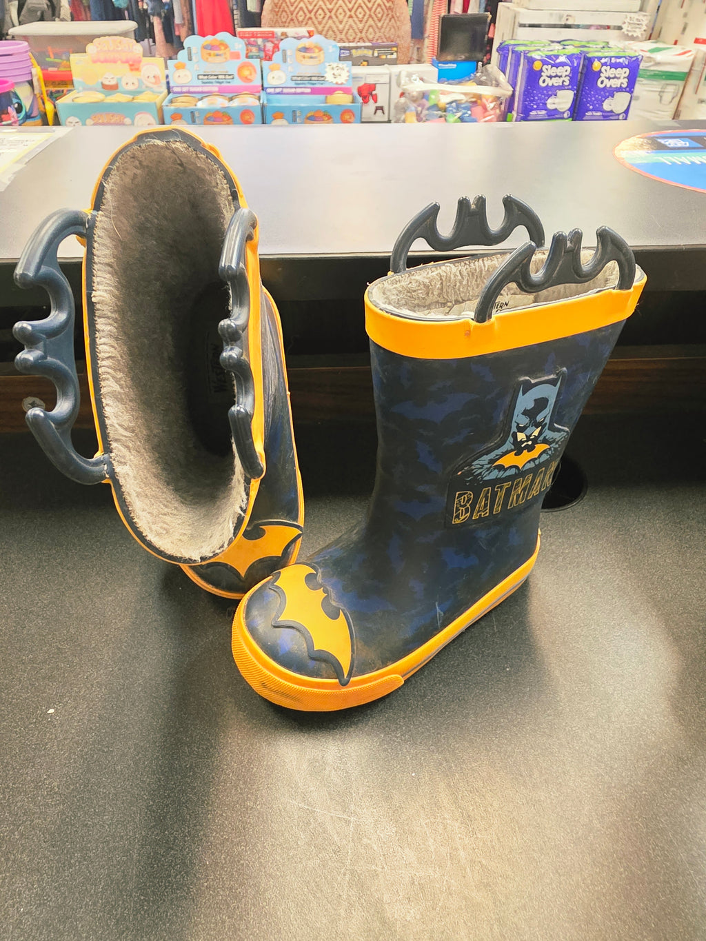 7/8 Batman Fleece Lined Rain Boots Western Chief