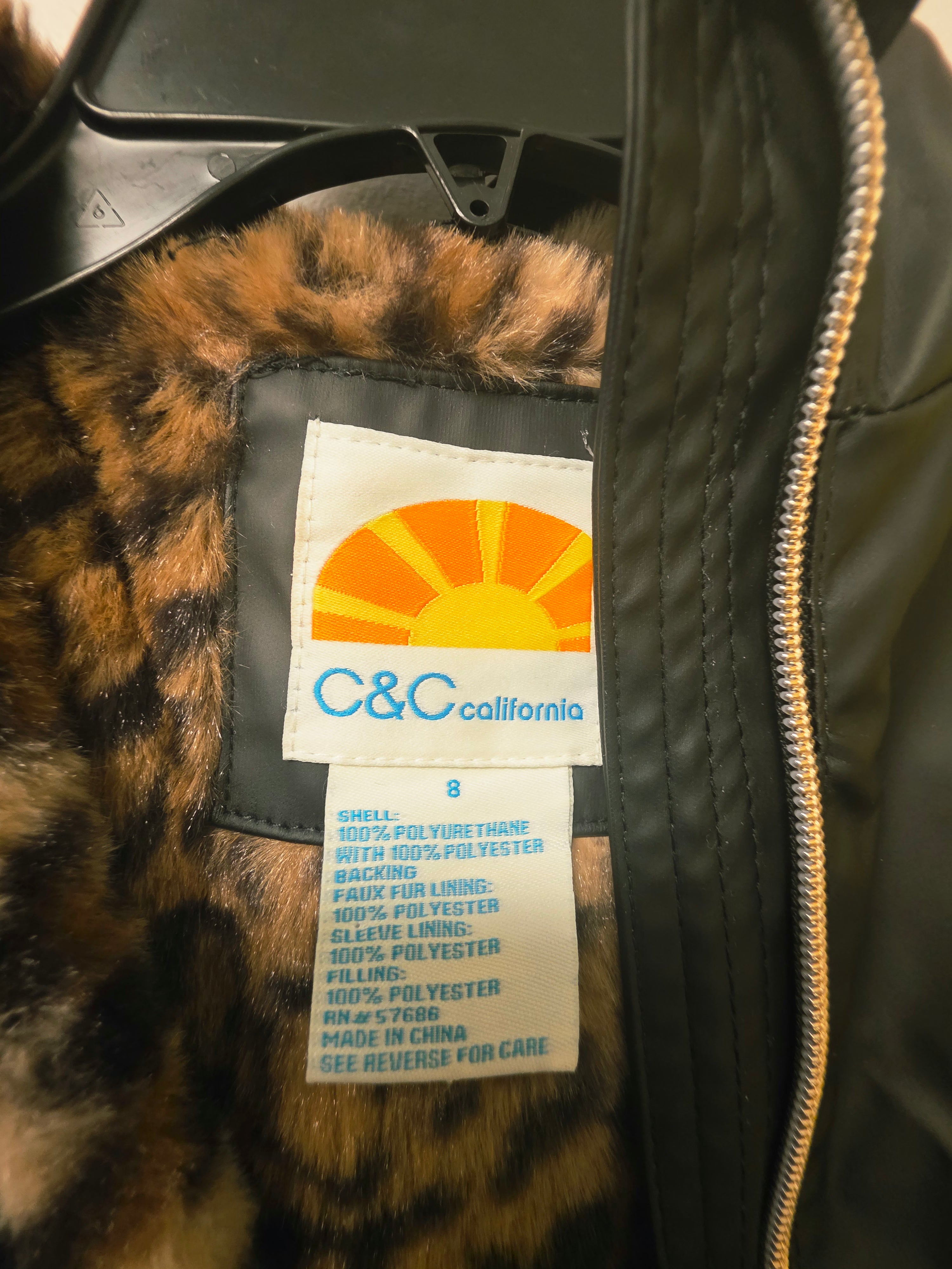 8 Faux Leather Coat & Faux Fur Lining C&C California