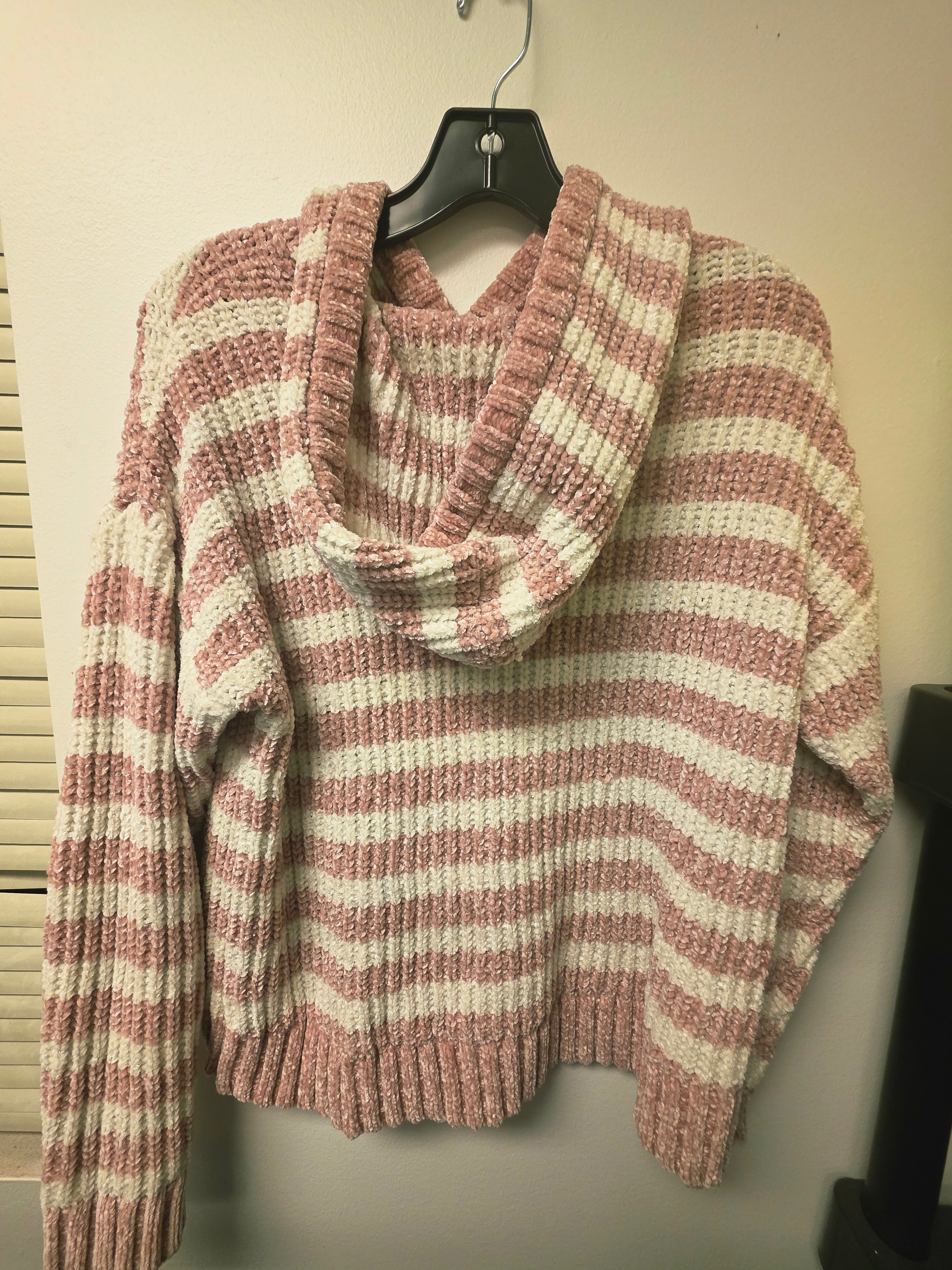 18/20 Knit Hoodie Pink Stripes Justice
