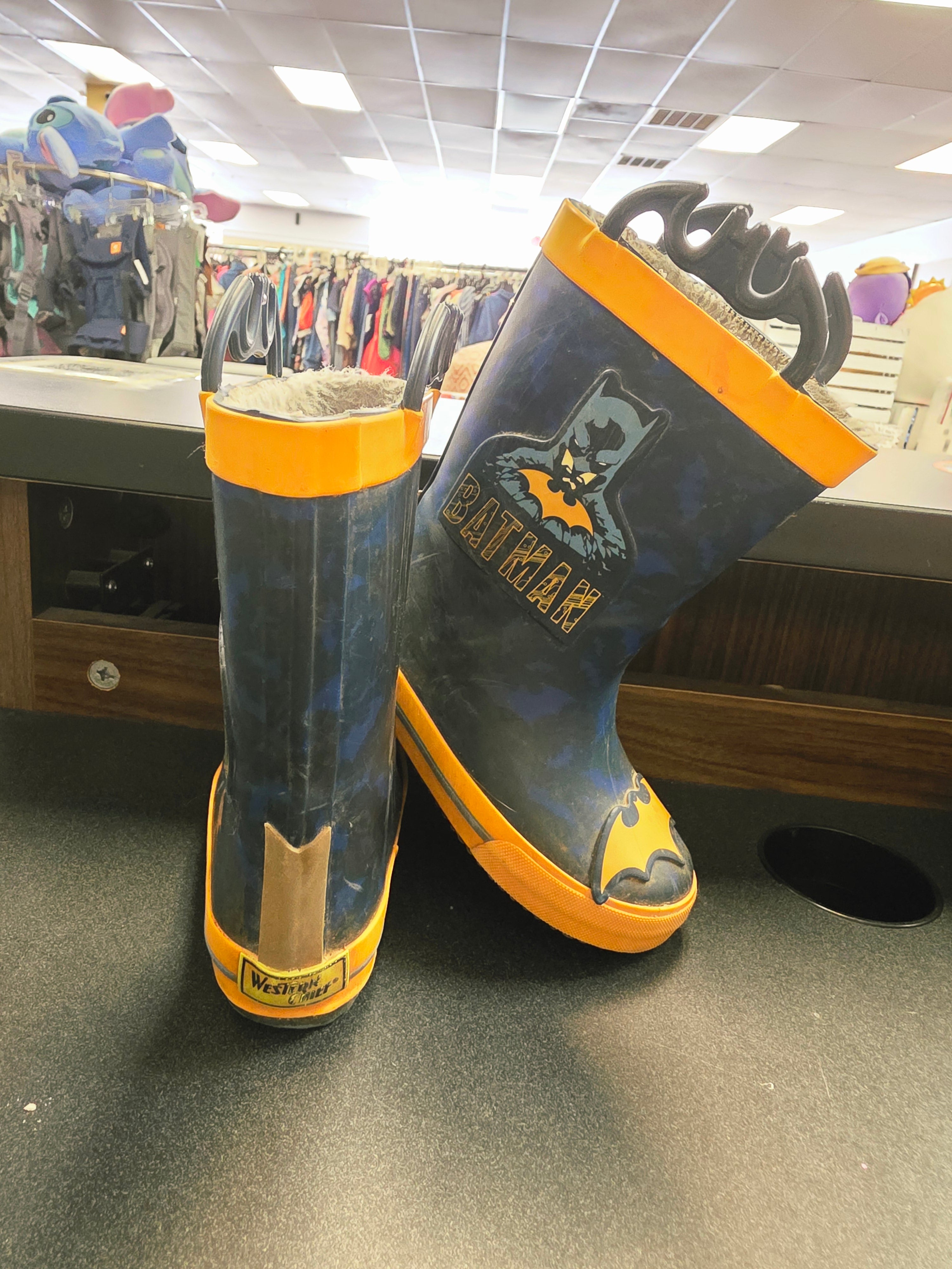 7/8 Batman Fleece Lined Rain Boots Western Chief