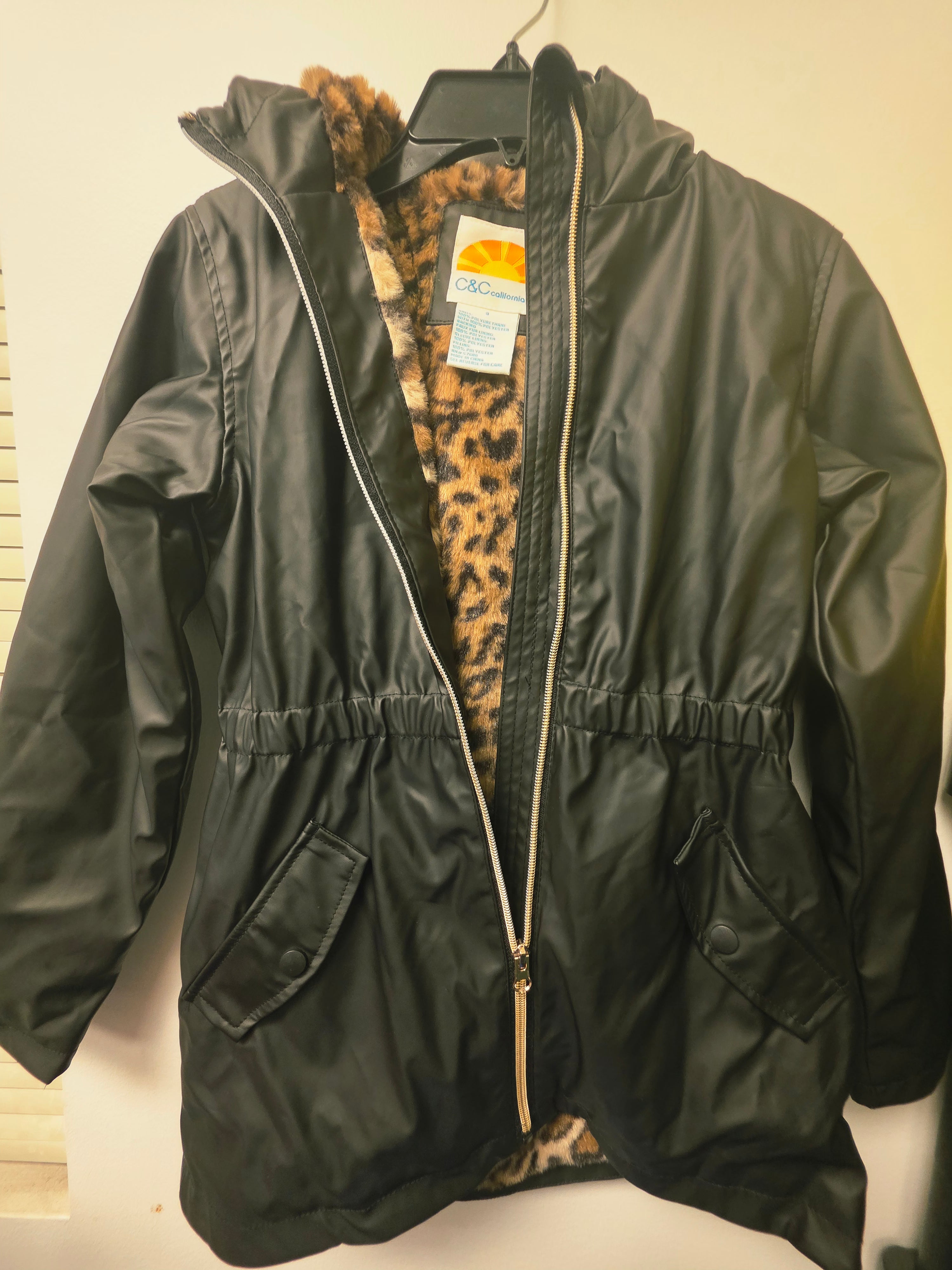 8 Faux Leather Coat & Faux Fur Lining C&C California
